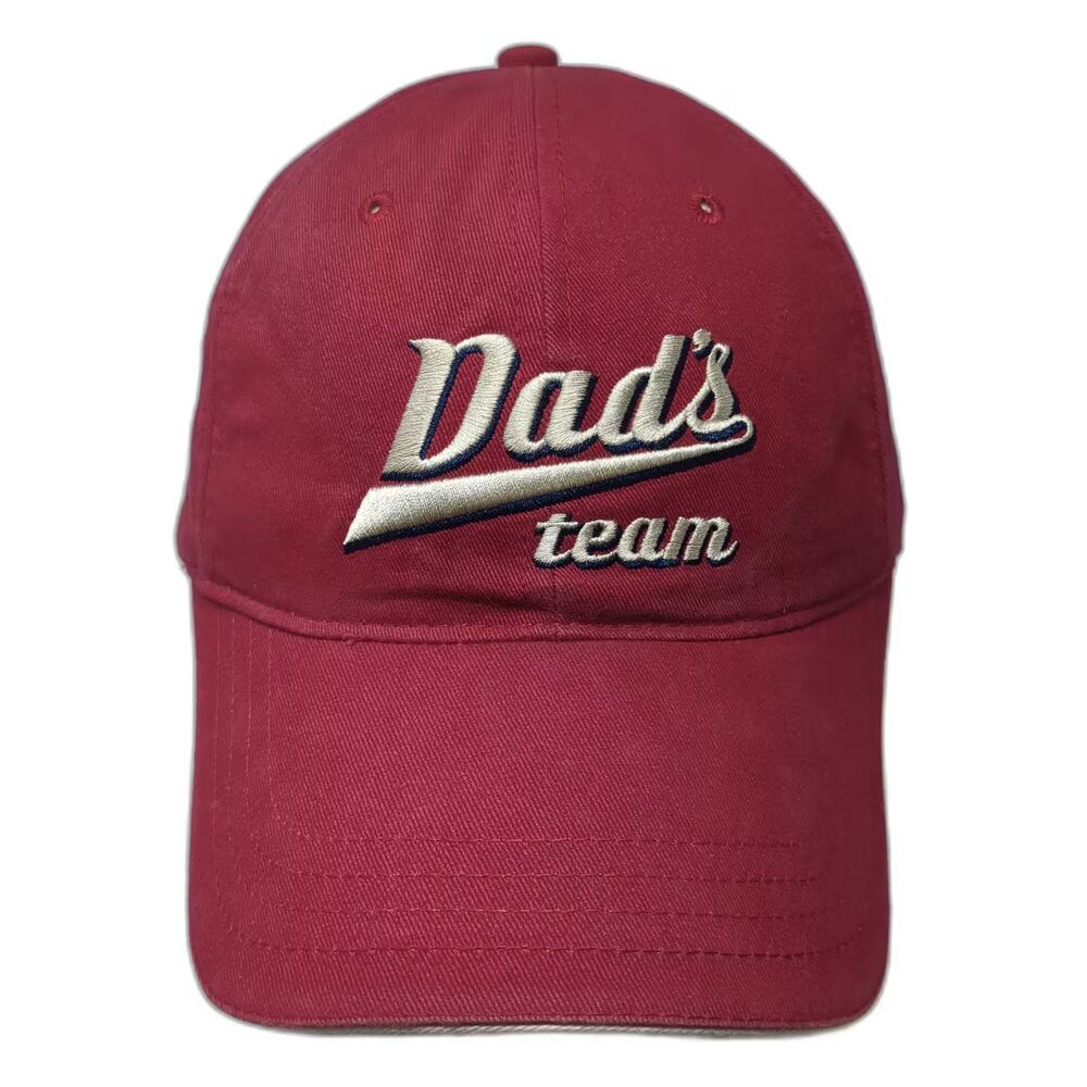Sherry Baseball Cap Red White OS Dad's Team Embroidered Cotton Hat Slideback